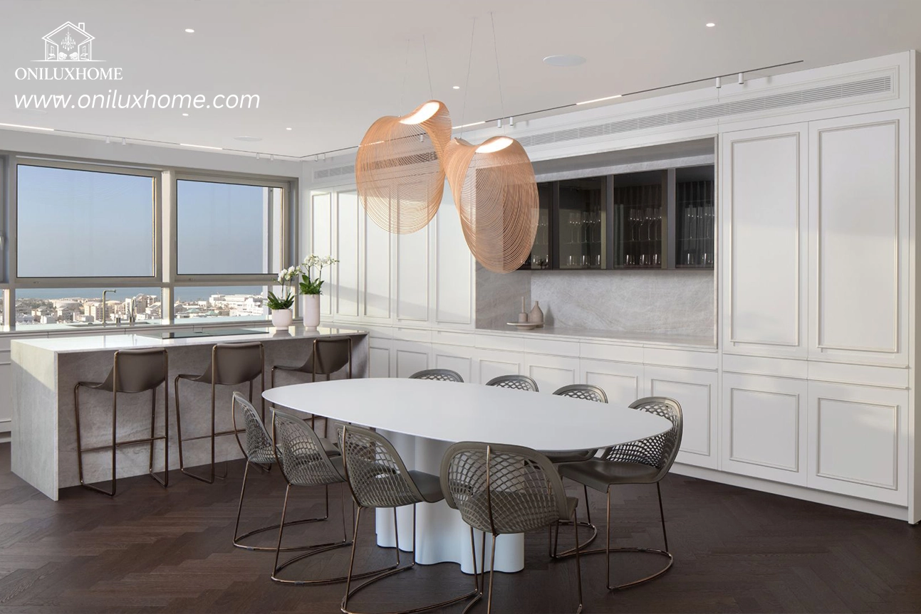Custom Wood Kitchen Cabinets with Modern White Island kitchen cabinets