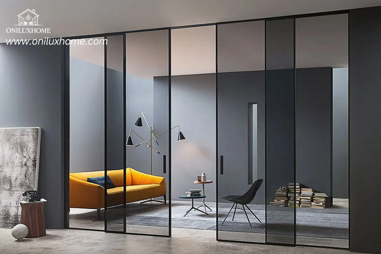 Modern Interior Glass Doors | Fluted Living Room 2 Panel Doors glass doors