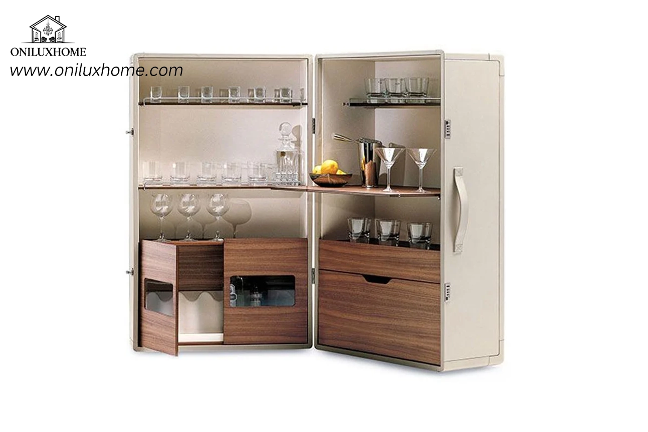 Wine Cabinet with Wooden Storage | Modern Wine Storage cabinet wine shelf